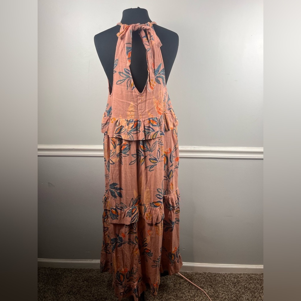 Free People Sz S Anita Printed Maxi Dress Tiered Ruffle Desert Rose - Picture 5 of 7